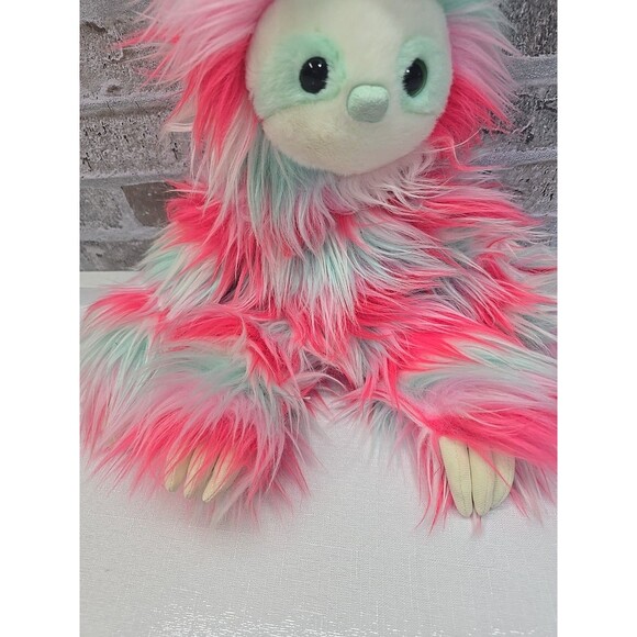 Aurora Pink Teal Striped Sloth Unicorn Plush Fuzzy Stuffed Animal Soft Toy 15" - Picture 3 of 9